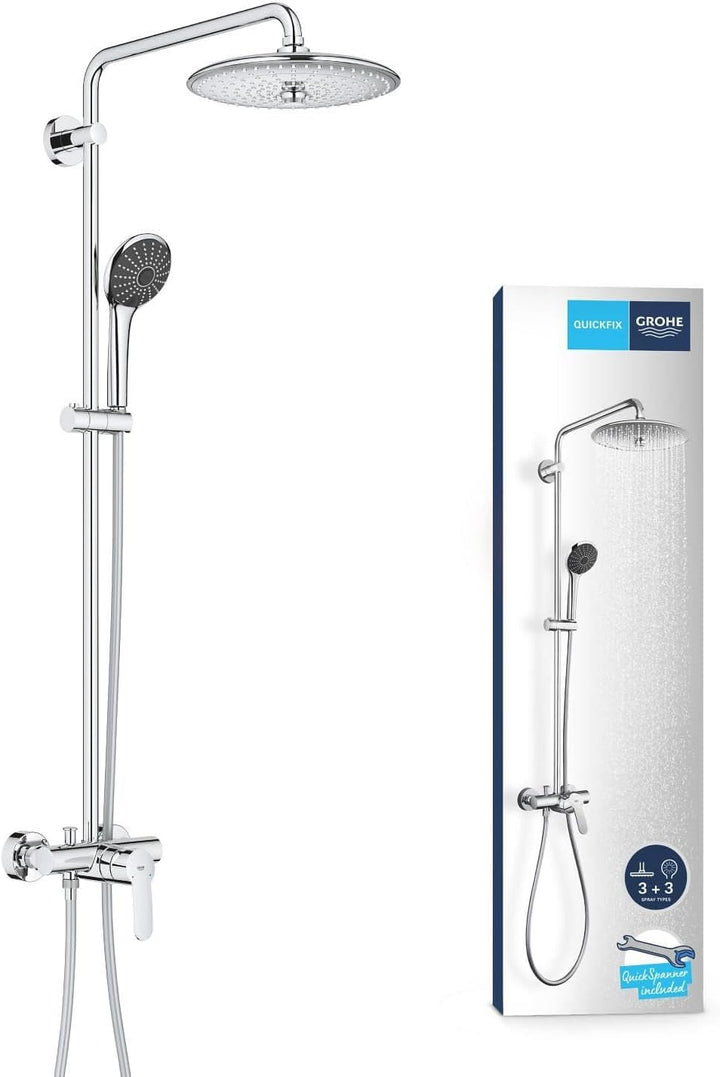 GROHE Vitalio Joy 260 - Duschsystem mit Einhandmischer (wassersparend, 3 Strahlarten, Wandmontage, A