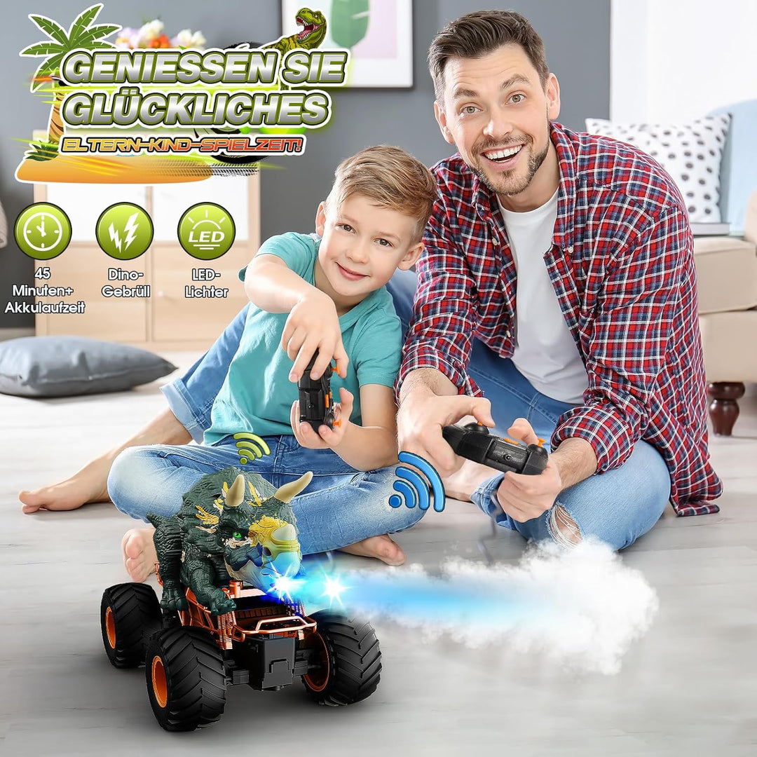 HappyGoLucky Monstertruck Ferngesteuertes Auto ab 3 4 5 6 7 8 Jahre, Dinosaurier Spielzeug ab 3-10 J