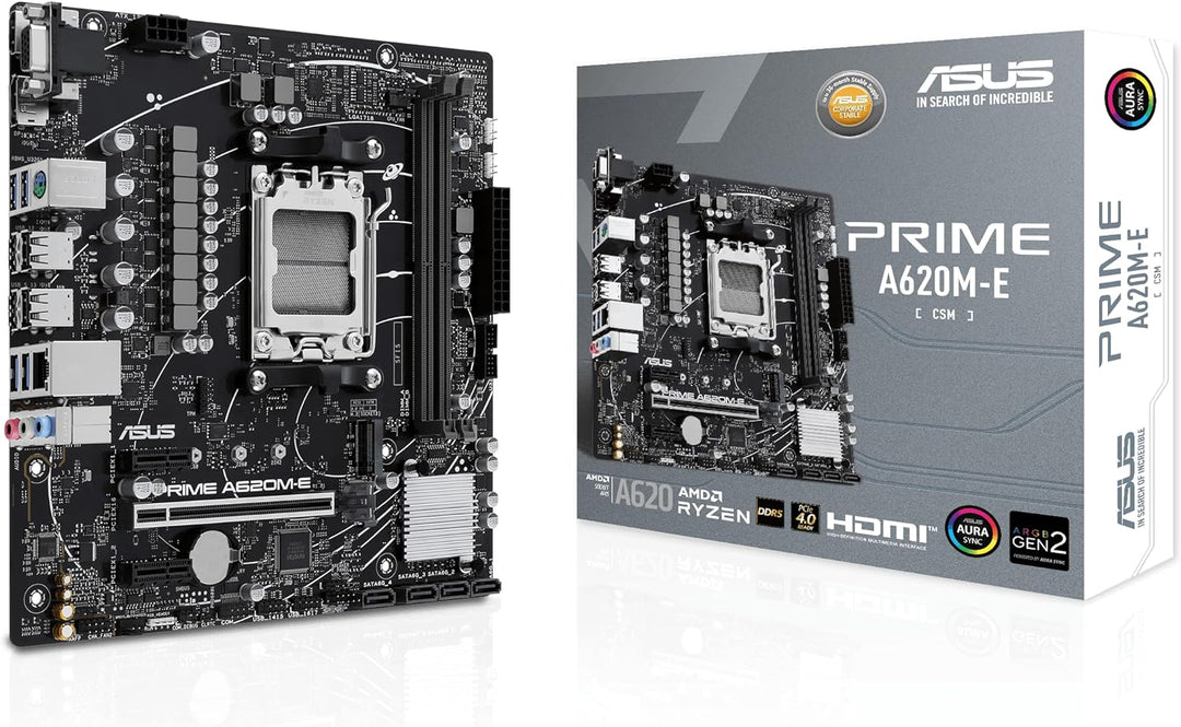 ASUS Prime A620M-E-CSM Mainboard Sockel AMD A620 (Ryzen 7000, Micro-ATX, DDR5 Speicher, PCIe 4.0, BI