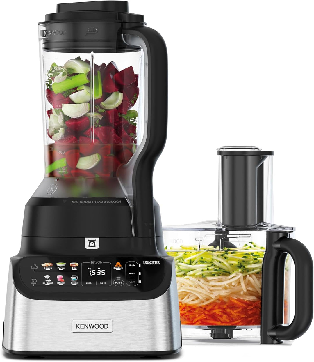 Kenwood MultiPro OneTouch FDM73.850SS – 3-in-1 Kompakt-Küchenmaschine & Mixer, 12 Zubehörteile, 6 Au