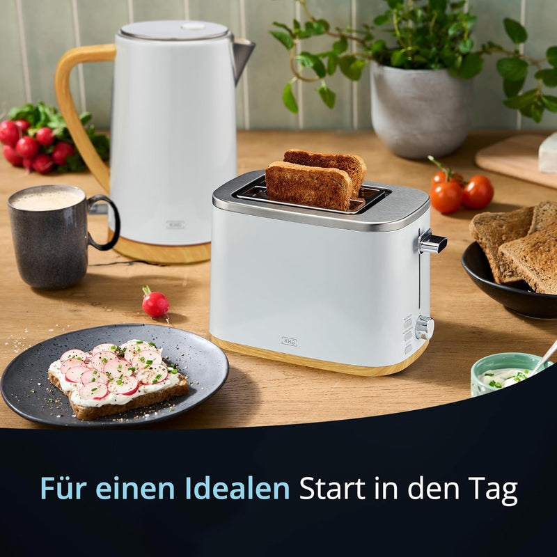 KHG Wasserkocher und Toaster Set 2-teilig | 2.200 & 800 Watt | Frühstücksset mit Kapazität 1,7 Liter