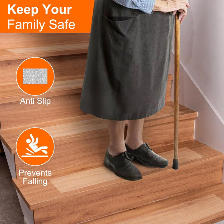 Spurtar Treppenstufen Matten Antirutsch Treppe,10 x 60 cm Streifen Transparent Klebeband Stufenmatte