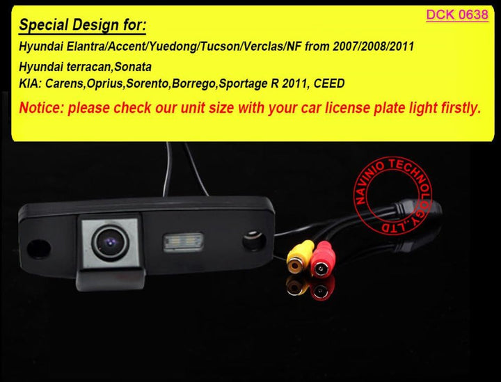 Navinio Rückfahrkamera Wasserdicht Nachtsicht Auto mit Einparkhilfe für Elantra/Sonata/Accentt/Tucso