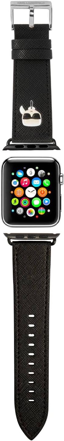 KARL LAGERFELD KLAWLOKHK Uhrenarmband für Apple Watch 42/44/45mm Schwarz Saffiano Karl Heads