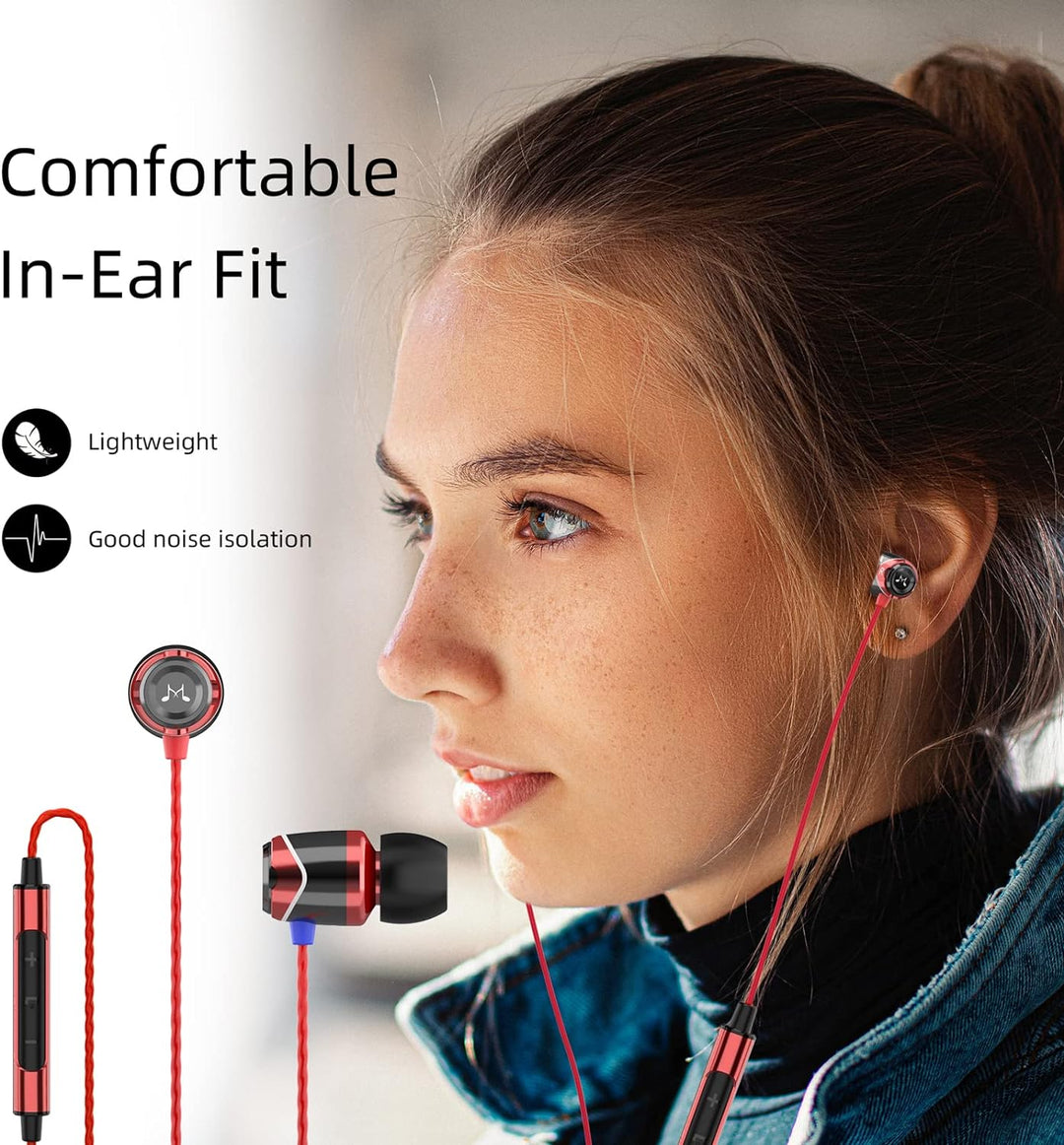 SoundMAGIC E10C Kabelgebundene Kopfhörer mit Mikrofon, HiFi-Stereo-Ohrhörer, geräuschisolierende In-