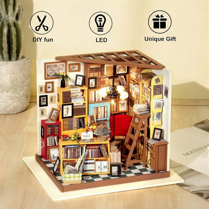 Rolife Miniatur Puppenhaus Kit DIY Holz Bibliothek Haus Modell für Mädchen und Jungen Kinder 14 15 1