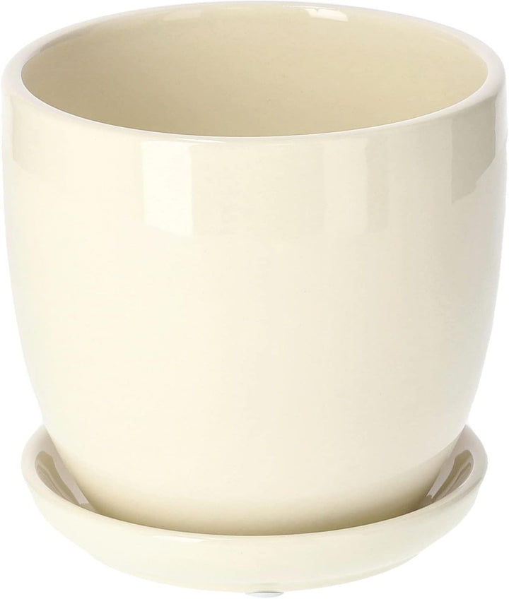 KOTARBAU® 2er Set Keramik Blumentopf Übertopf für Blumen Pflanzen ⌀ 13 cm mit Tropfschale Beige ⌀ 13