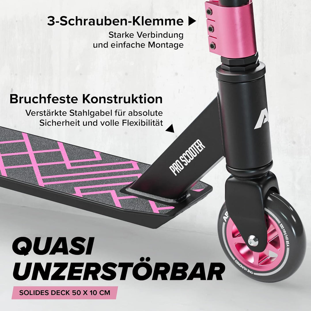 Apollo Stunt Scooter - Genius Pro | Robuster Kinder Scooter mit ABEC 9 Kugellager | Trick Roller, Tr