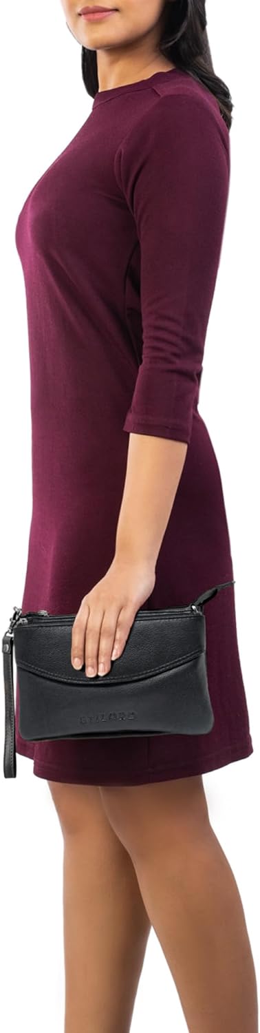 STILORD 'Merle' 3-in-1 Umhängetasche Handtasche Handgelenktasche Leder Elegante Damen Ledertasche mi