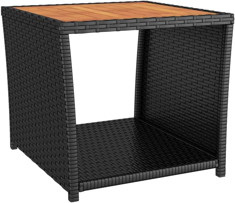 FIRBNUS 45x45x40 cm Garten Beistelltisch mit Holzplatte Couchtisch Balkontisch Terrassentisch Garten
