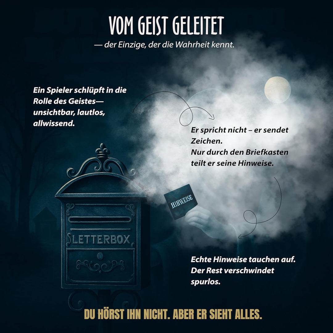 BORGOS Ghost Letters – Murder Mystery Detektivspiel mit geheimen Rollen | Gesellschaftsspiel | Krimi