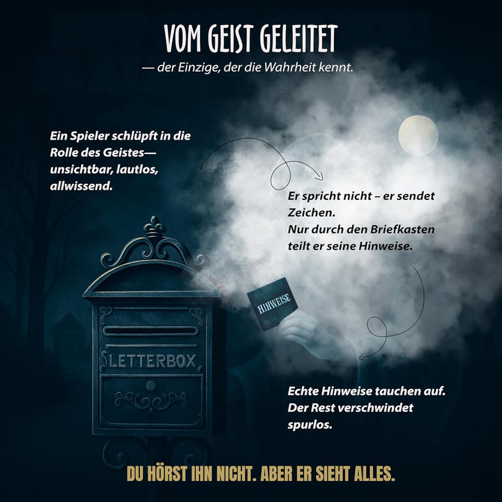 BORGOS Ghost Letters – Murder Mystery Detektivspiel mit geheimen Rollen | Gesellschaftsspiel | Krimi
