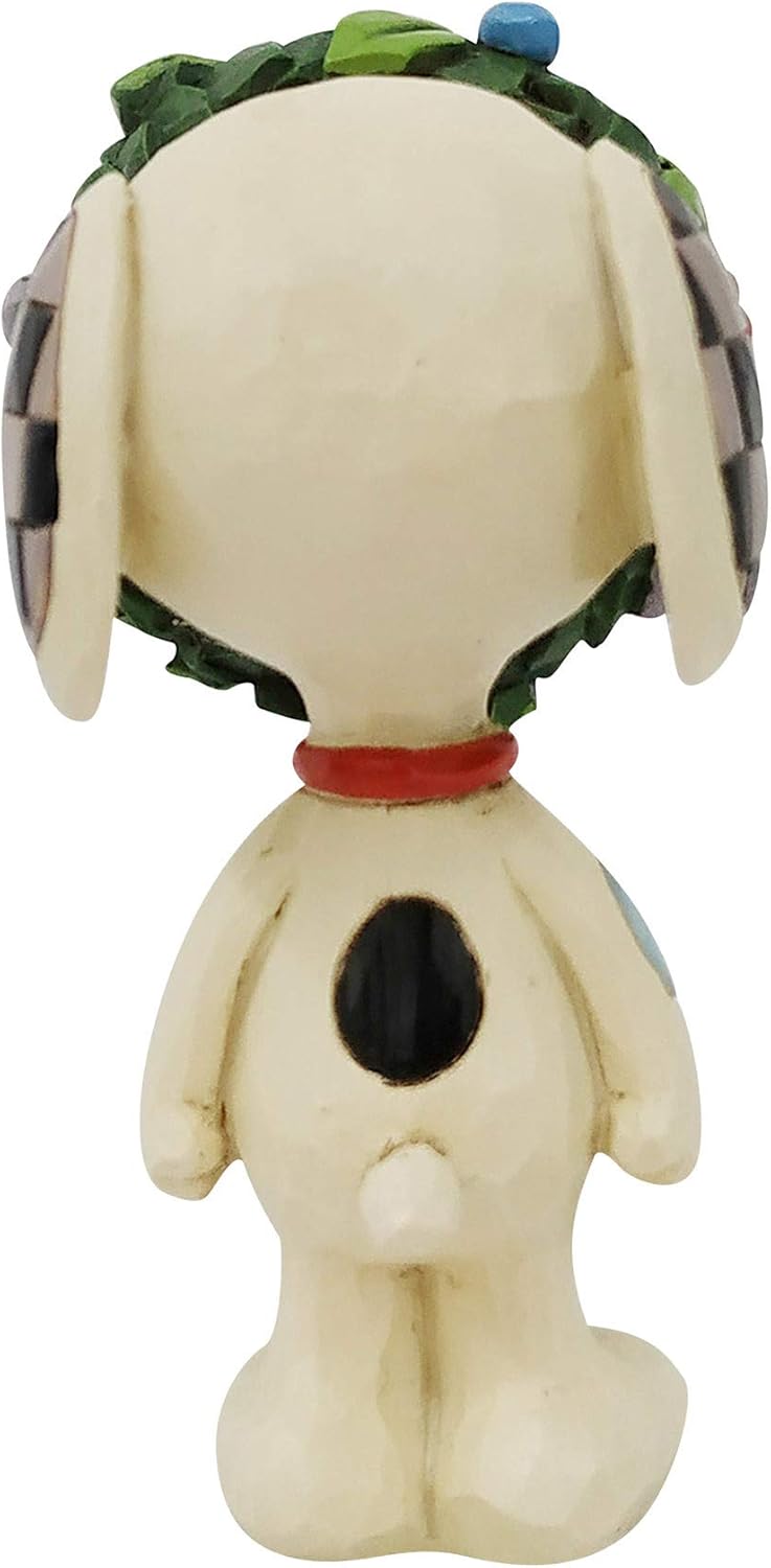 Enesco Jim Shore Peanuts Miniaturfigur Snoopy im Kranz, Mehrfarbig