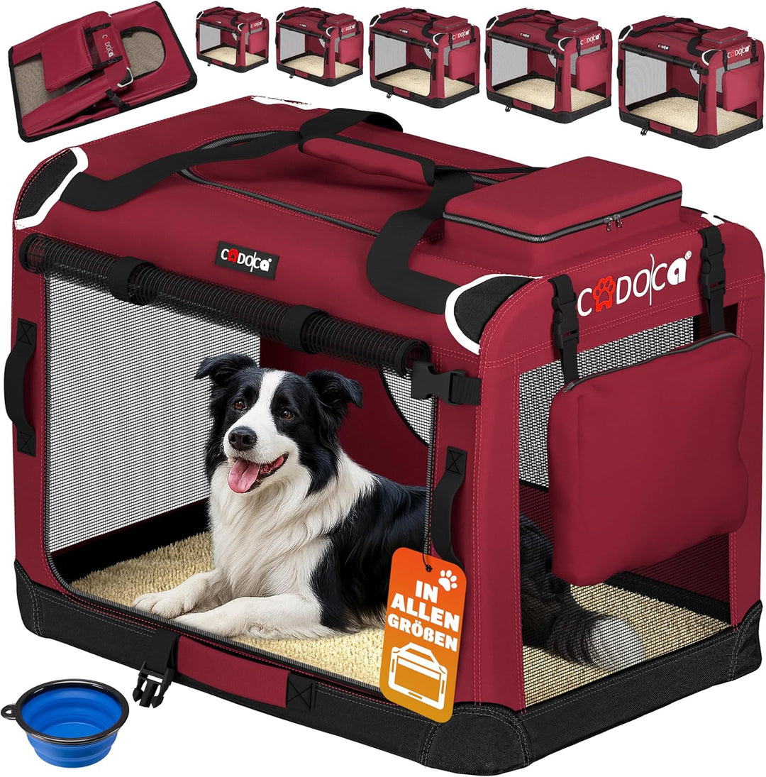 CADOCA® Hundebox faltbar Transportbox XL 82x56x58cm robust atmungsaktiv Transporttasche Auto Rückban