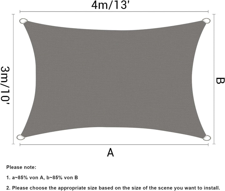 HOMPER Sonnensegel Wasserdicht Sonnenschutz, Oxford-Gewebe, UV-Schutz, für Balkon Terrasse Garten Ca