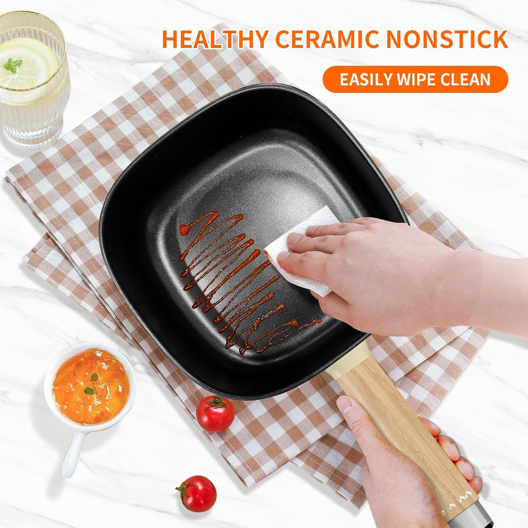 Audecook Elektrischer Topf, 2 l, Antihaft-Keramikglasur, Bratpfanne, 20,3 cm, multifunktionale elekt