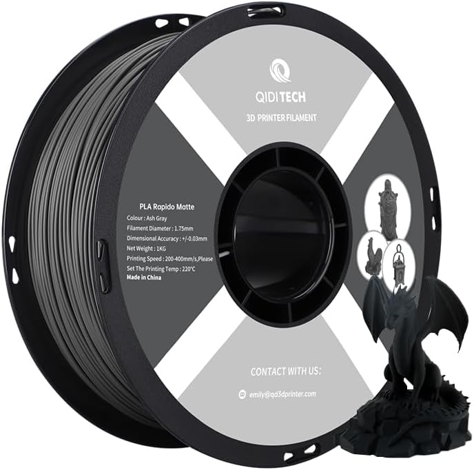 QIDI TECH Matte PLA Rapido Filament 1.75mm, PLA Matte 3D Drucker Filament 1kg Spule (2.2lbs), Geeign