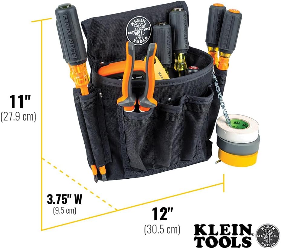 Klein Tools 5719 Powerline 18-pocket schwarz Nylon Elektriker-Werkzeugtasche, 5719