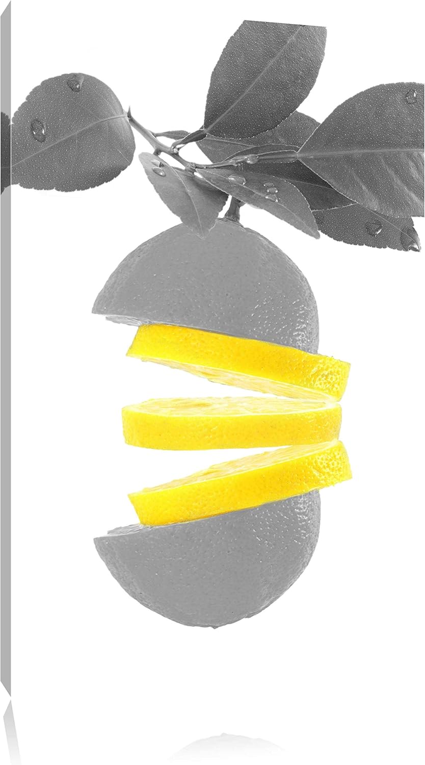 Frische aufgeschnittene Zitrone schwarz/weiss Format: 100x70 auf Leinwand, XXL riesige Bilder fertig