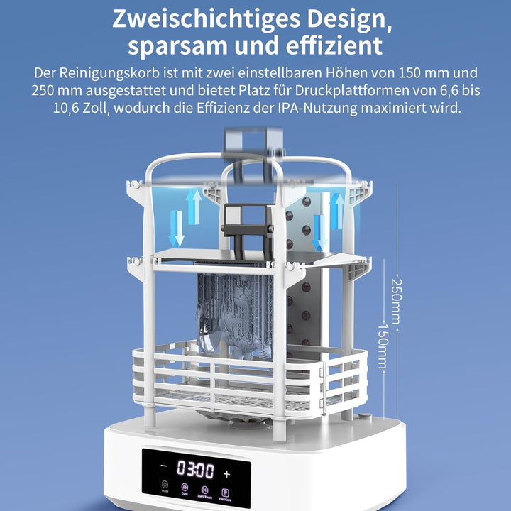 ANYCUBIC Wash and Cure 3 Plus für LCD/SLA/DLP Resin 3D Drucker, Dual-Layer-Design und IPA-Einsparung