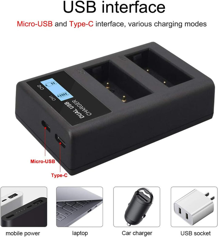 CITYORK 2er-Pack NP-W126 1200 mAh Ersatzakku und LCD-Ladegerät Kompatibel mit Fujifilm X100F, X100V,