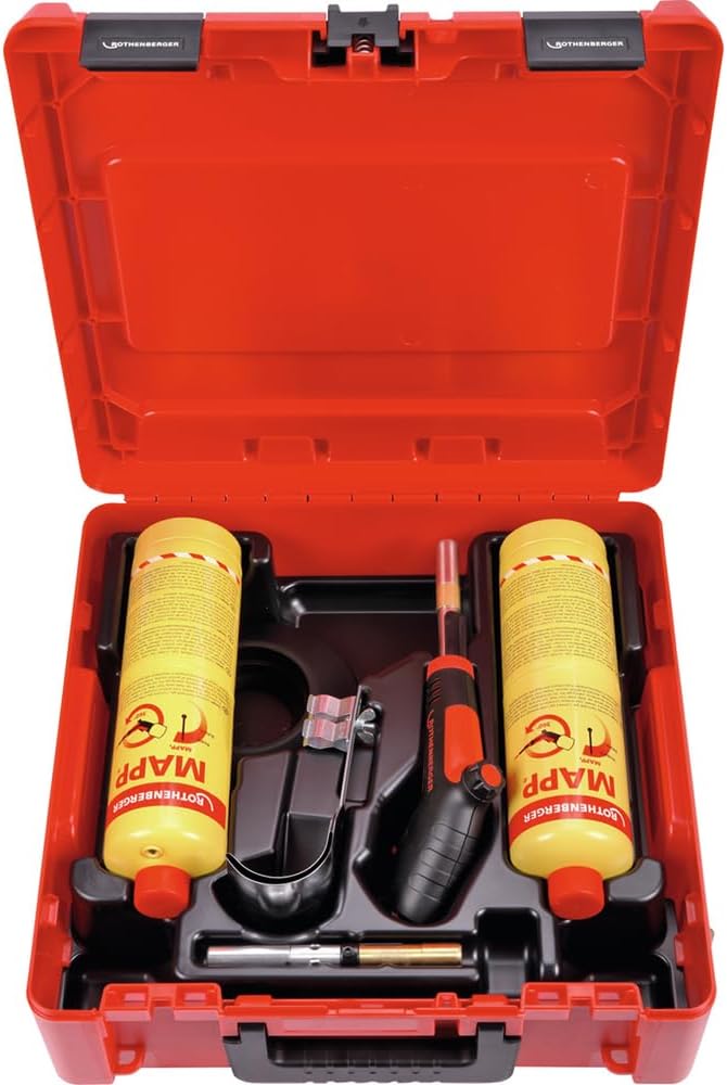ROTHENBERGER SUPER FIRE 4 HOT BOX Kartuschen Hartlöten, Sprachversion A, Neues MAPP Gas, 7/16" EU An