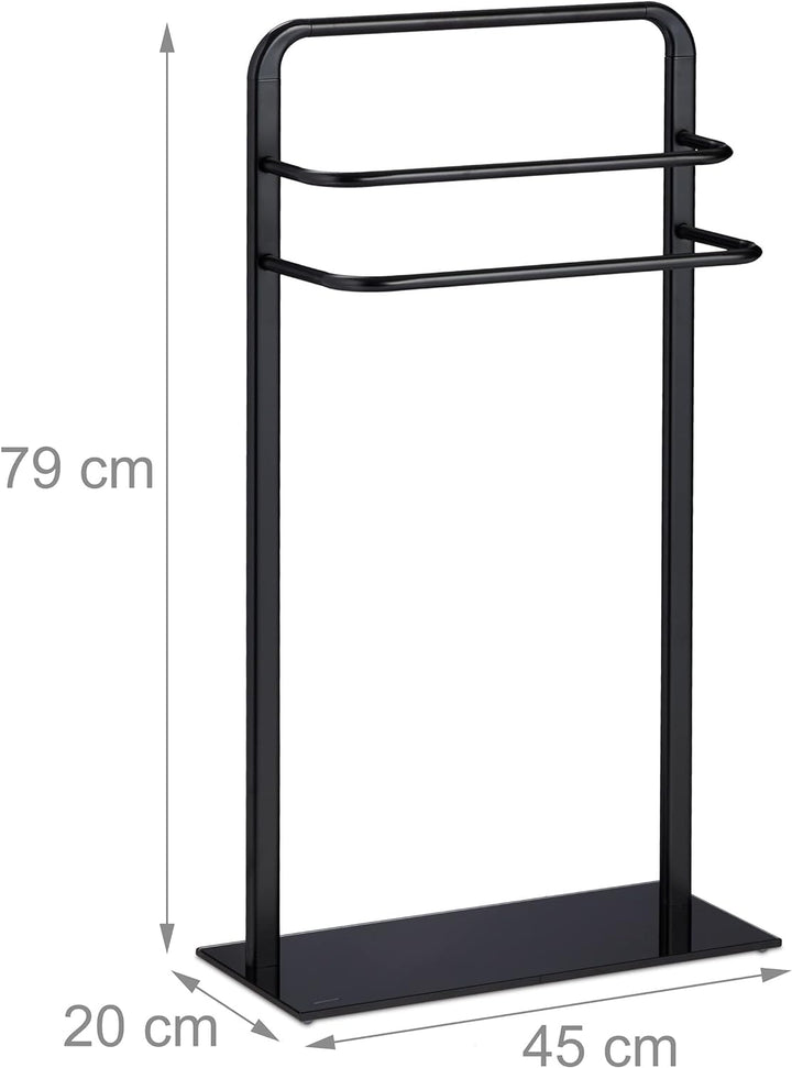 Relaxdays Handtuchständer, 3 Stangen, HBT: 79 x 45 x 20 cm, Badezimmer, Handtuchhalter stehend, Stah