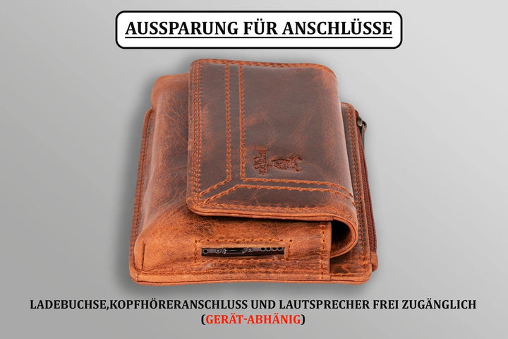 MATADOR Echt Leder Gürteltasche mit Klettverschluss und YKK Reissverschlussfach mit RFID Schutz für