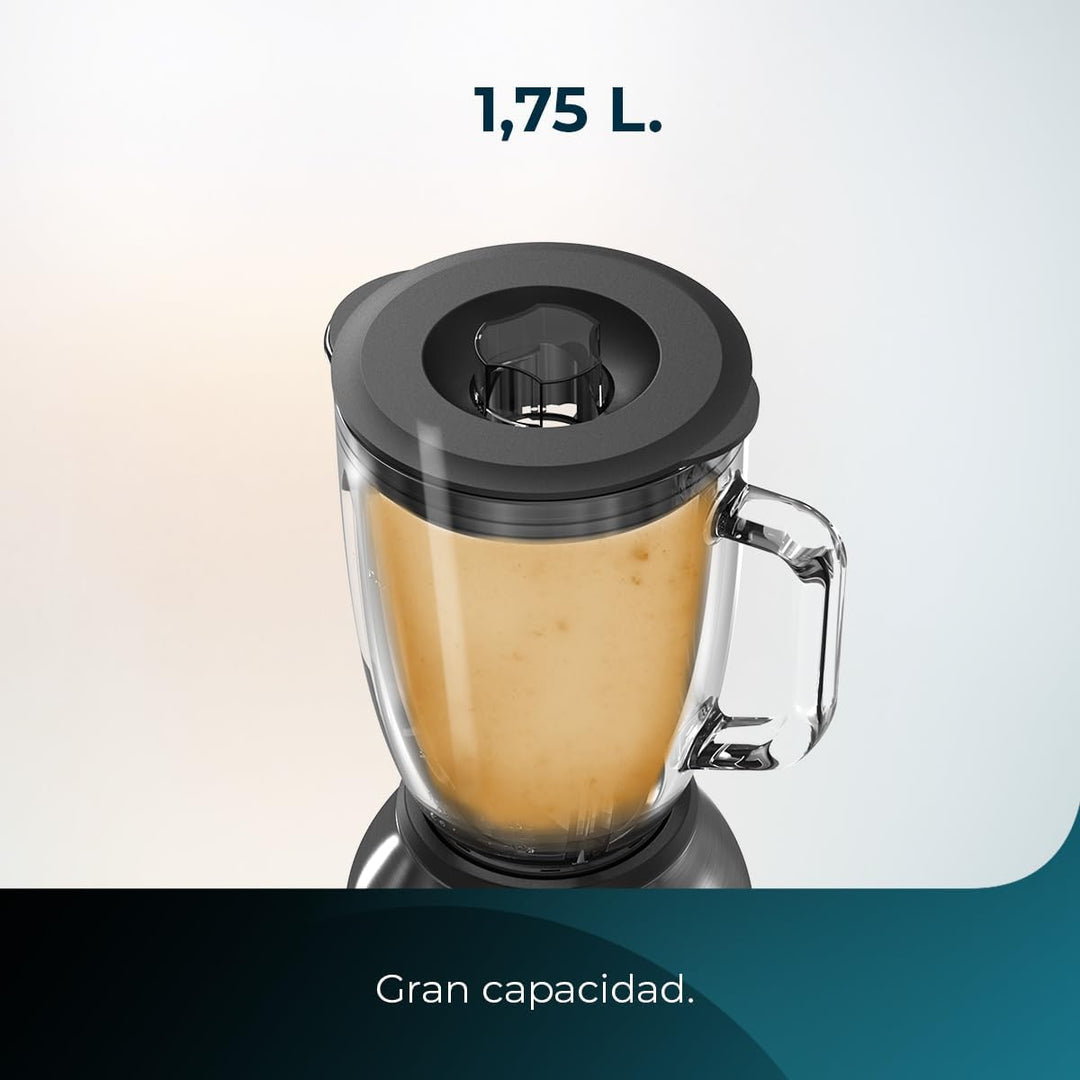 Cecotec Standmixer Power Black Titanium 2200MAX Smooth, 2200 W maximale Leistung, 6 Klingen aus Edel