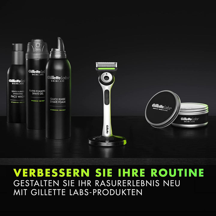 Gillette Labs Nassrasierer Herren, Rasierer mit Reinigungs-Element + Reise-Etui zur Aufbewahrung für