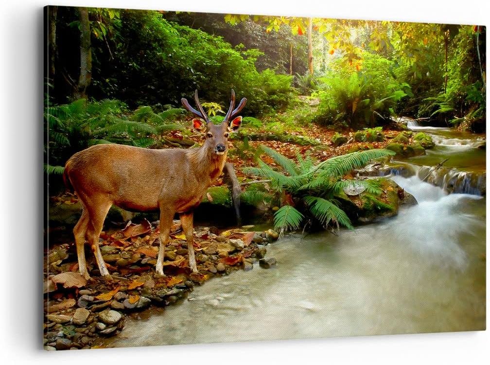 Bilder auf Leinwand 100x70cm Leinwandbild Herbst berg strom landschaft Gross Wanddeko Bild Schlafzim