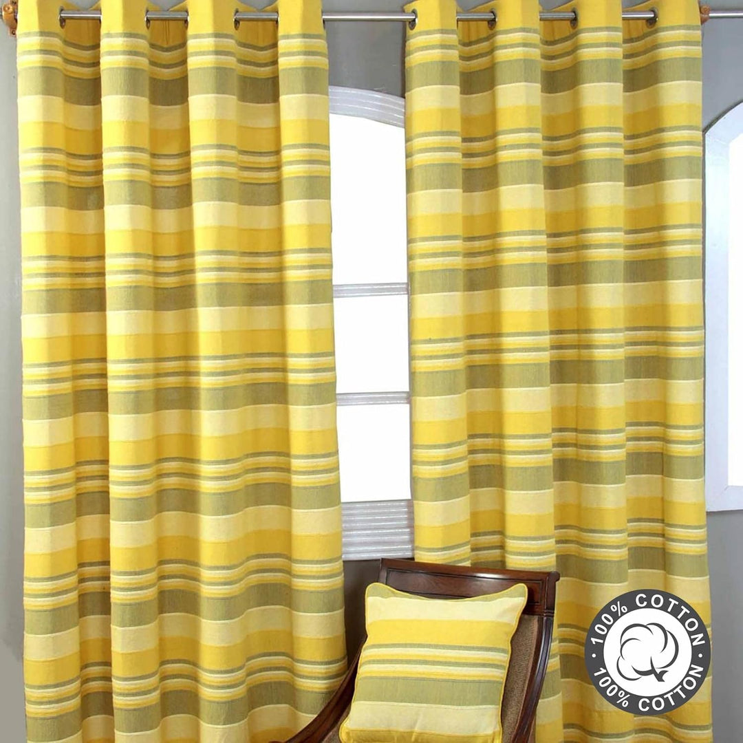 Homescapes handgewobener Vorhang Morocco gelb grün 2er Set Ösenvorhang 167 x 182 cm (Breite x Länge)