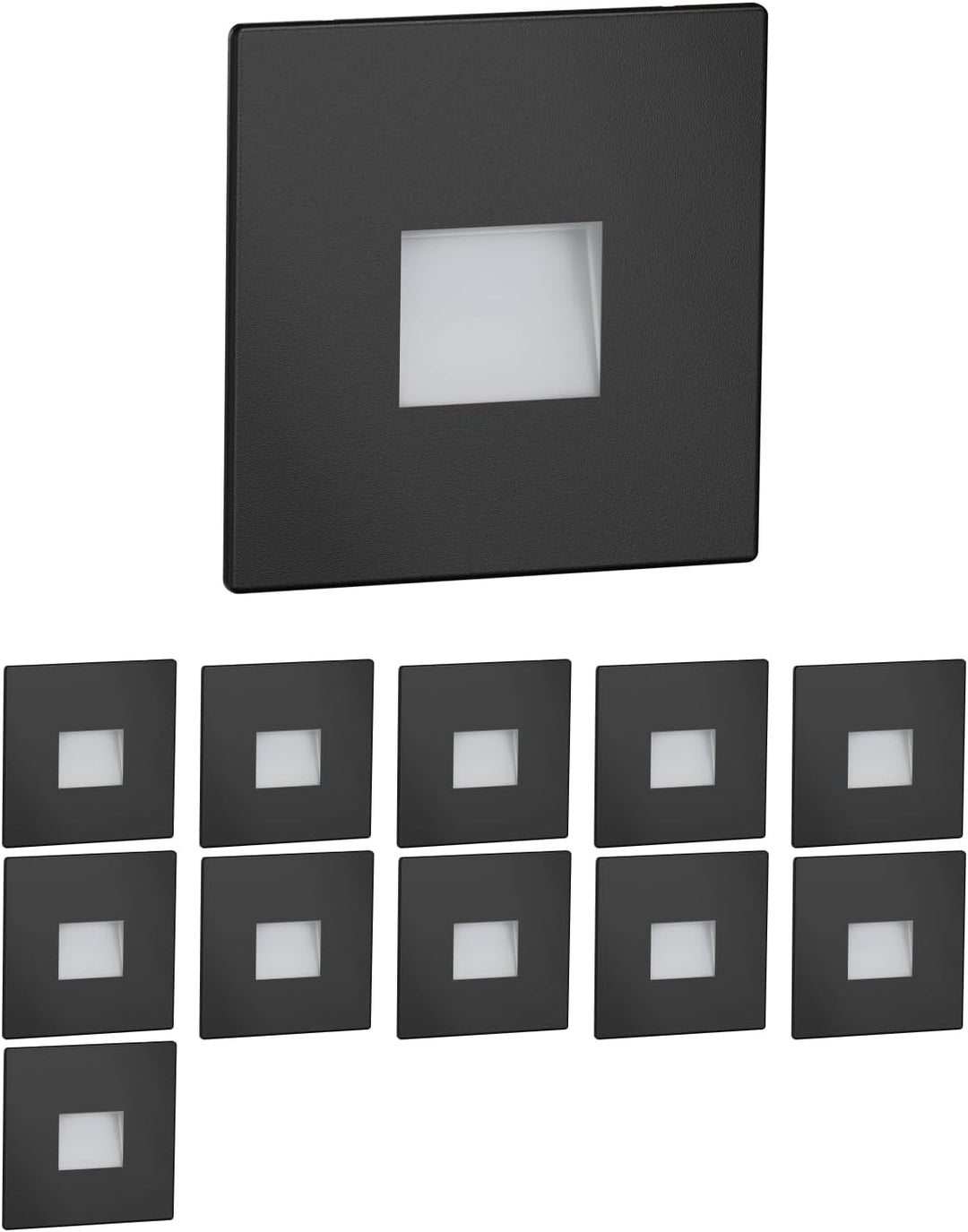 ledscom.de LED Treppenlicht/Treppenbeleuchtung FOW für innen und aussen, Downlight, eckig, schwarz,