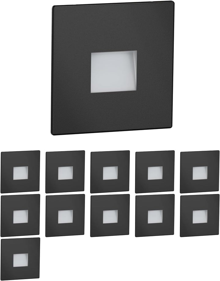 ledscom.de LED Treppenlicht/Treppenbeleuchtung FOW für innen und aussen, Downlight, eckig, schwarz,