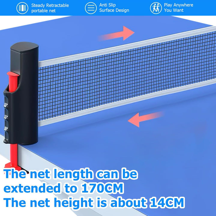 HOMURY Tischtennisschläger Set: Profi Tischtennis Set mit 2 Tischtennisschläger + Einziehbarem Netz