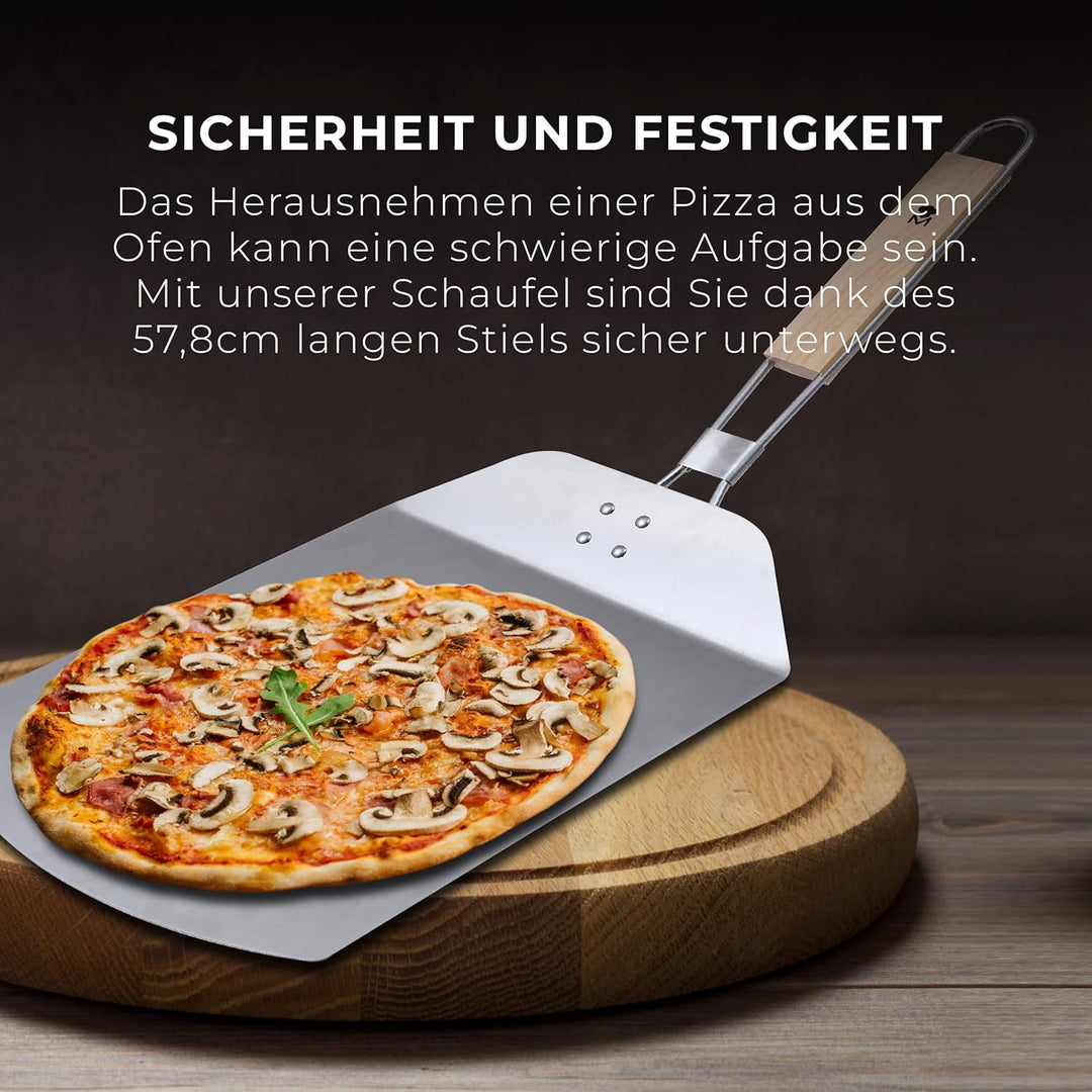MasterPro Foodies | Pizzaschieber | Pizzaschieber aus Edelstahl | Abmessungen 57,8 x 24,3 x 3,4 cm |