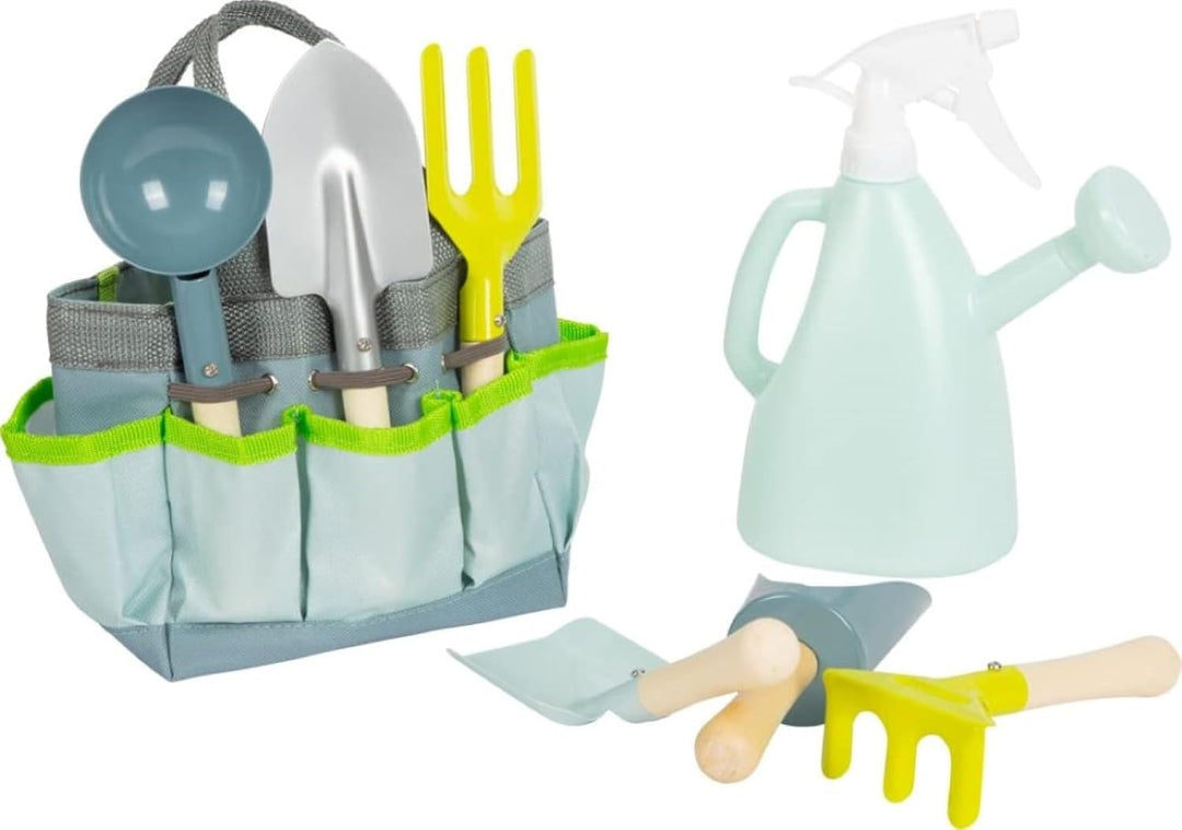 small foot Gartentasche mit Gartenwerkzeug aus Holz und Metall, Gartenspielzeug für Kinder ab 3 Jahr