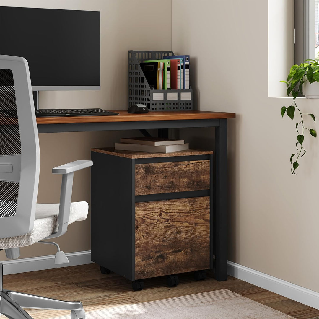 WOLTU Rollcontainer, Aktenschrank mit 2 Schubladen, mobiler Büroschrank, Schreibtisch Unterschrank,