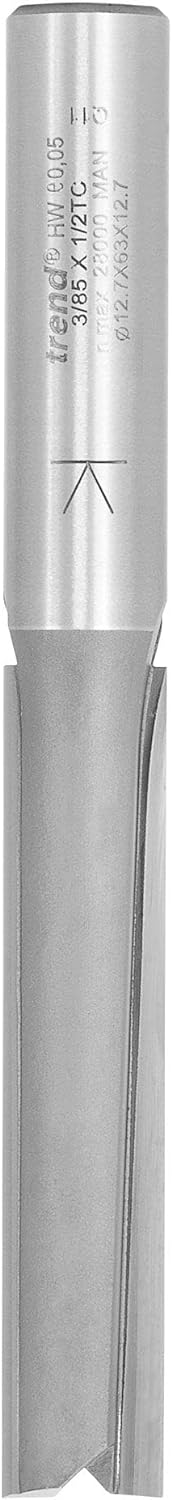 Trend - Zwei Flöten cutter 12,7mm Durchmesser - 3/85X1/2TC Shank 1/2" x Diam 1/2" x Depth 2 7/16 ",