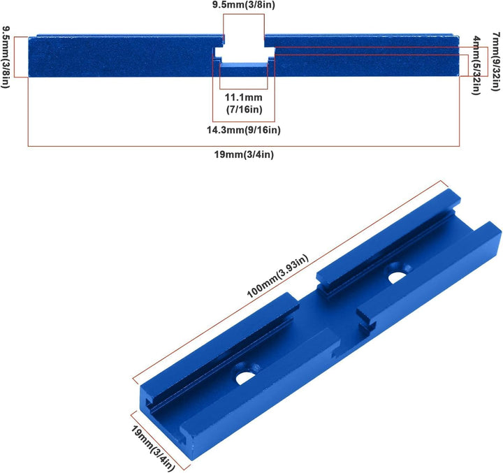 Iverntech 8 Stück Tiefblau T-Schienen-Kreuzungs-Set, T-Track Kreuzschlitzteile Aluminium Eloxiert mi