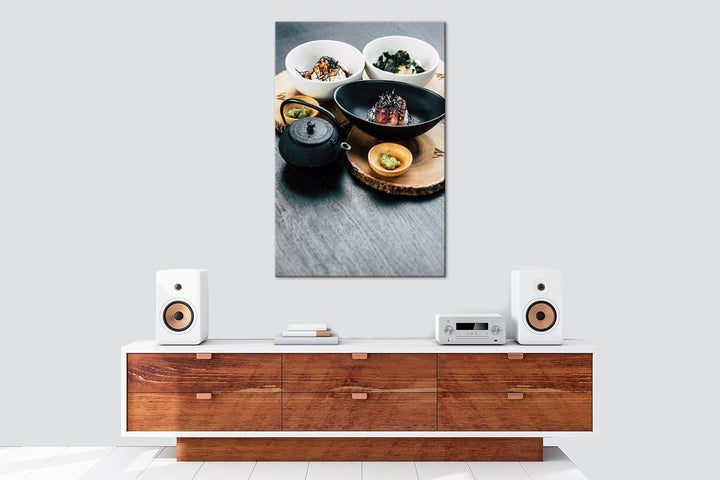 deyoli lecker angerichtetes Sushi Format: 120x80 als Leinwandbild, Motiv fertig gerahmt auf Echtholz