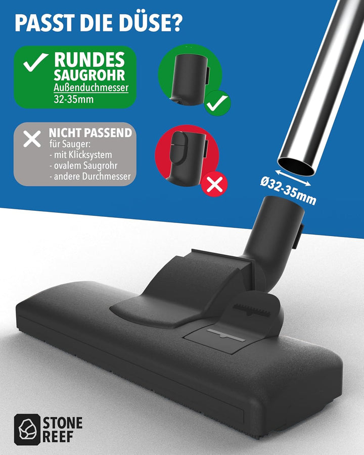 STONE REEF Premium Staubsaugerdüse für Rohre von 32-35 mm, Staubsauger Aufsatz, Staubsauger Bürste,