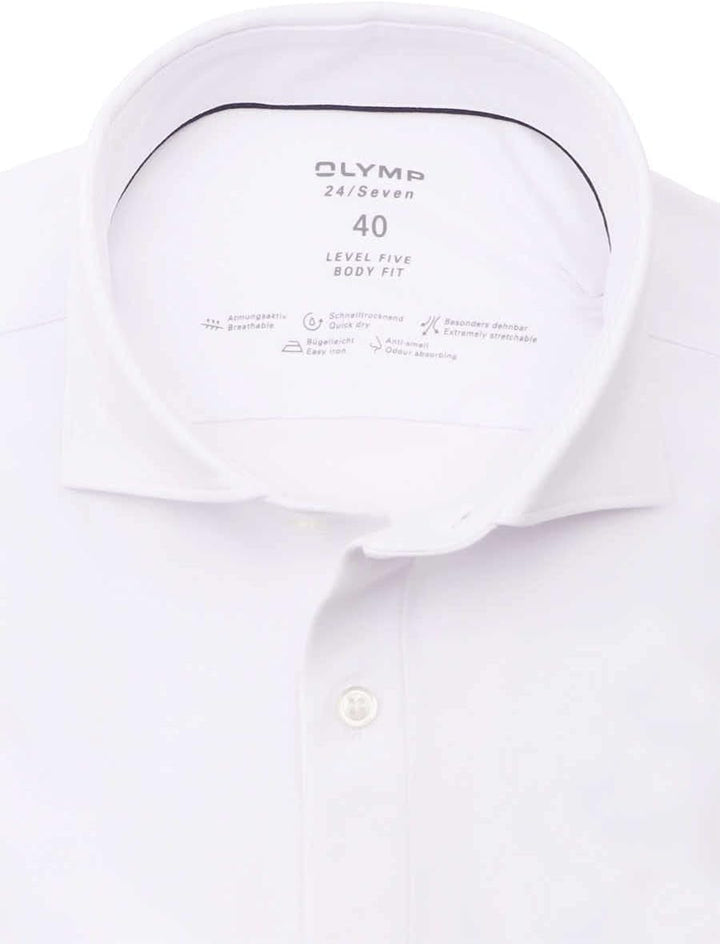 OLYMP Level Five 24/Seven body fit Hemd extra langer Arm Haifischkragen weiss 40 Weiss, 40 Weiss