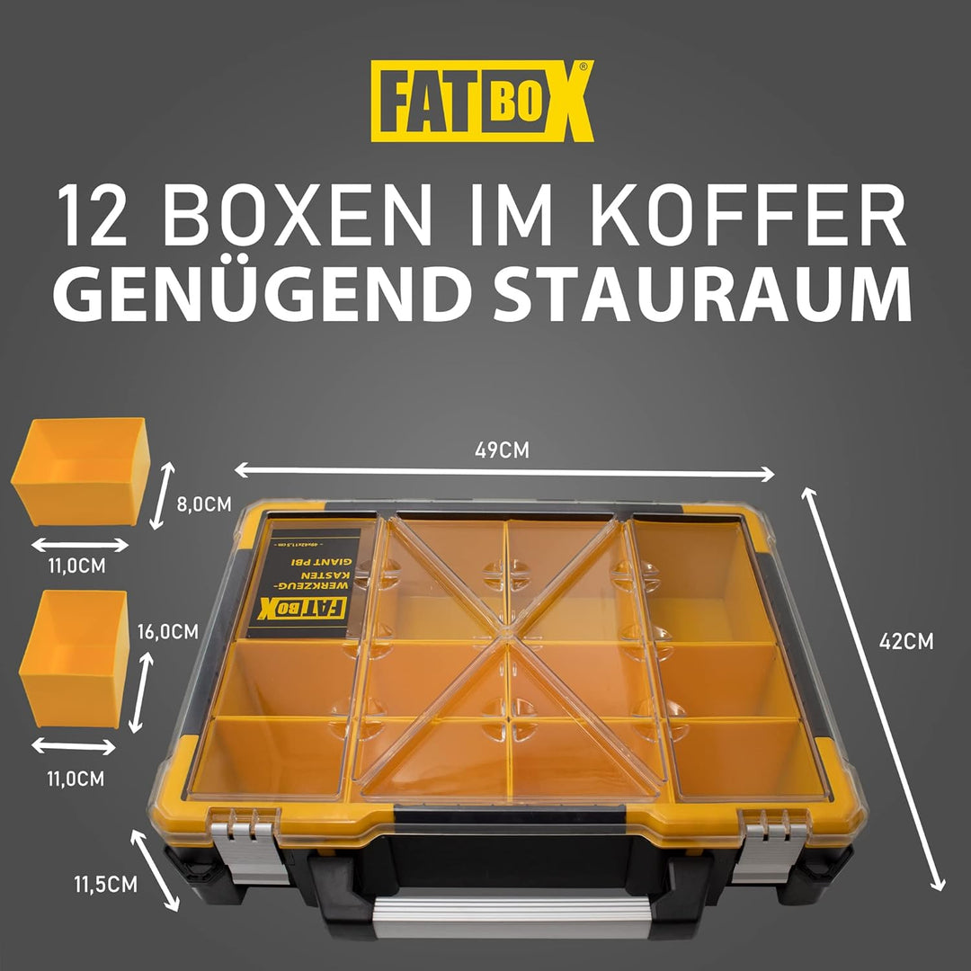 Fatbox GIANT Sortimentskasten PBI49x42x11,5cm | Organizer Kleinteilemagazin Aufbewahrungsbox Koffer