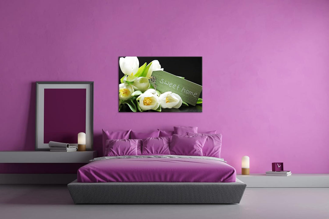 deyoli Tulpen Sweet Home Format: 100x70 als Leinwand, Motiv fertig gerahmt auf Echtholzrahmen, Hochw