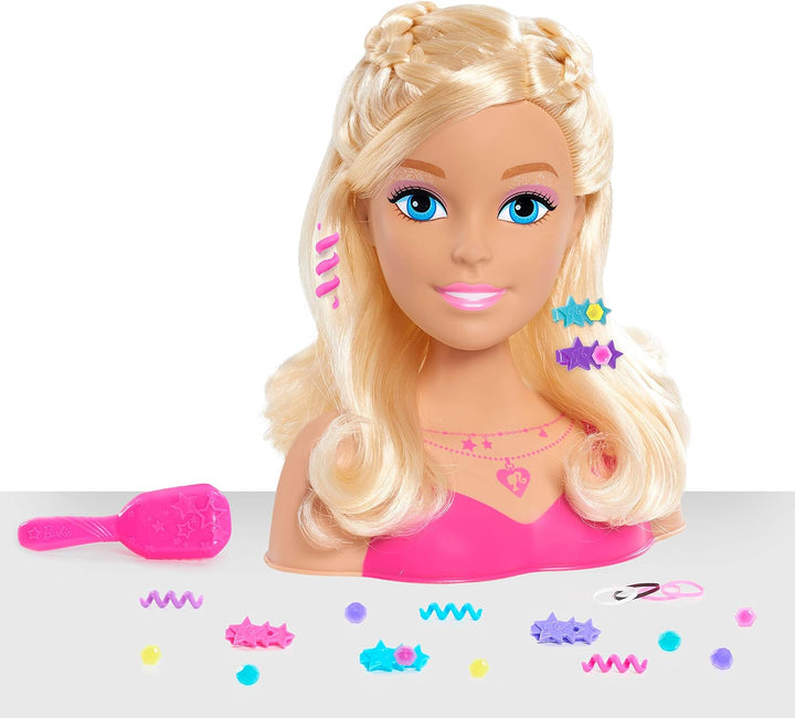 Just Play Barbie Blondes Haar Frisierkopf 20cm mit 20 Zubehörteilen für Styling-Spass, ab 3 Jahren