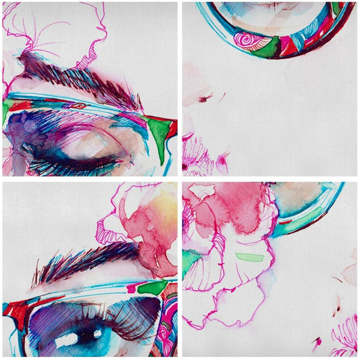 Bilder auf Leinwand 100x70cm Leinwandbild Gläser Augapfel weiblich Farbe Gross Wanddeko Bild Schlafz