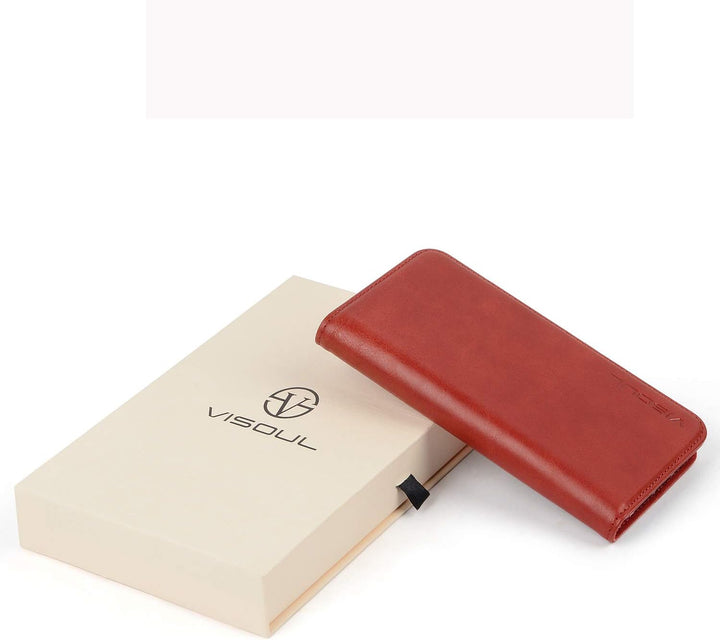 VISOUL Hülle für iPhone 11 Pro Max,Stossfeste Handyhülle [Rindsleder TPU Magnetische Klapphülle Kart