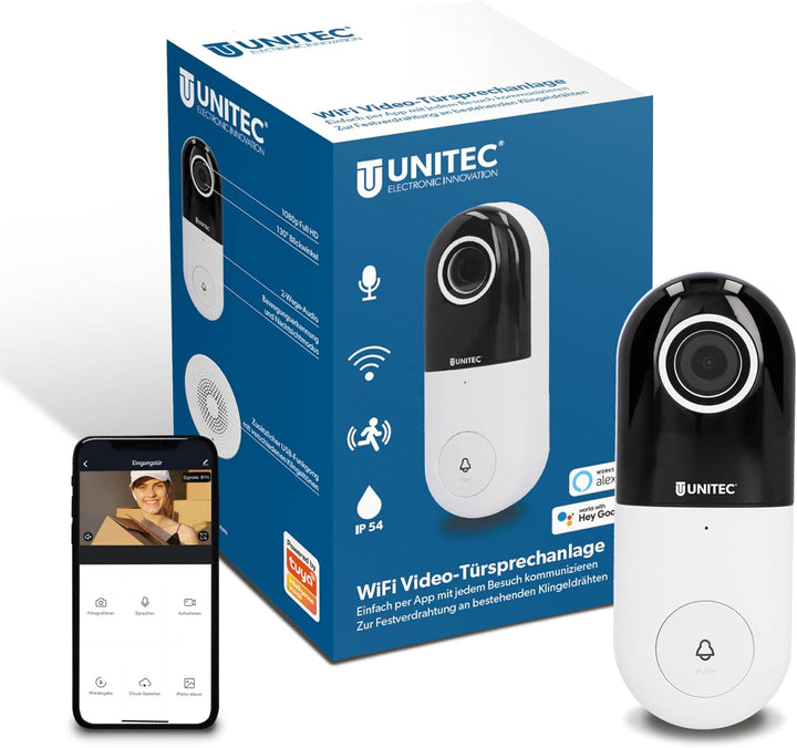 UNITEC Türkamera inkl. Funkgong, 75 x 91 x 170 mm