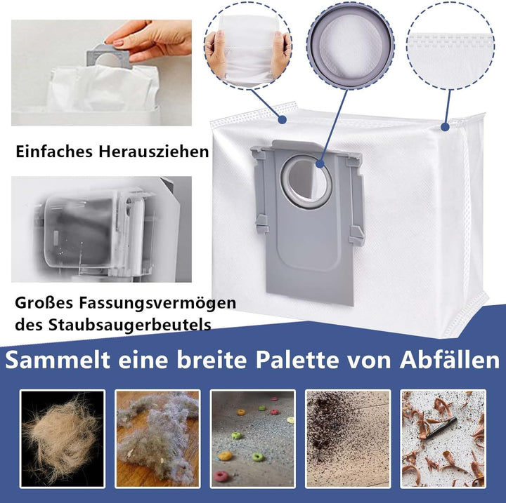 26 Stück Zubehör Kit für Roborock S8 Pro Ultra Saugroboter Ersatzteile, 6*Staubbeutel,2*Hauptbürste,